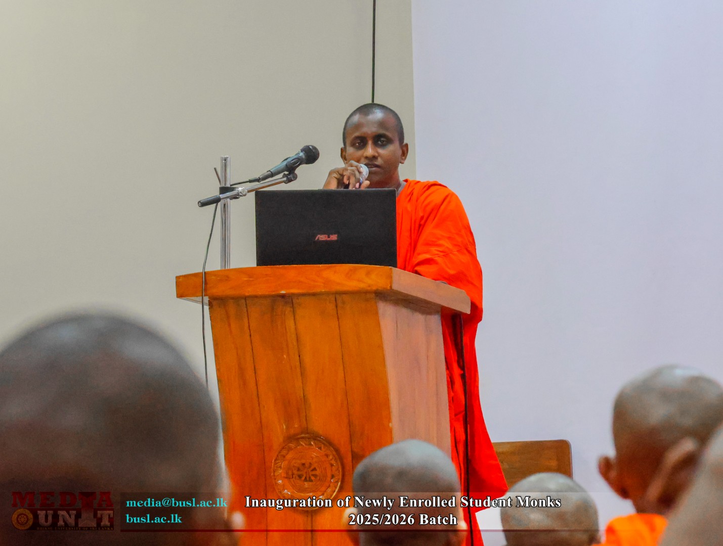 Speaker at student monk inauguration