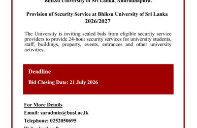 Provision of Security Service at Bhiksu University of Sri Lanka – 2026/2027